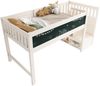 Kindereinzelbett 90×200 cm aus Massivholz und MDF mit Treppe, Stauraum und Tafel, weiß Bild 5