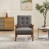 Echtleder Loungesessel Grau,Wohnzimmer Sessel mit Pull-Point, Massivholz Kautschukholz,Handgefertigt,Fauteuil,bis 150 kg Bild 3