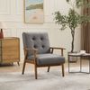 Echtleder Loungesessel Grau,Wohnzimmer Sessel mit Pull-Point, Massivholz Kautschukholz,Handgefertigt,Fauteuil,bis 150 kg Bild 5