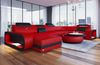 Wohnlandschaft Berlin U Form aus Leder - Kunstleder - rot-schwarz - Links Bild 2
