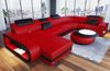 Wohnlandschaft Berlin U Form aus Leder - Kunstleder - rot-schwarz - Links Bild 4