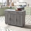Kücheninsel MDF mit klappbarer Tischplatte & Stauraum, 129x46/71x91,5 cm, Grau-Weiß Bild 3