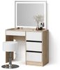 Livinity® Schminktisch Imola, Sonoma/Weiß, mit LED-Spiegel und Hocker (2-St) Bild 4
