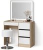 Livinity® Schminktisch Imola, Sonoma/Weiß, mit LED-Spiegel und Hocker (2-St) Bild 5