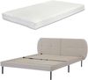 Polsterbett Porvoo mit Matratze Samt 140x200 cm Beige [en. casa] Bild 2