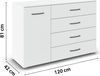 rauch Aditio Box, Kommode, 1-türig, 4 Schubladen, mit Softclose-Funktion, Farbe Weiß, BxHxT 120x81x42cm Bild 4