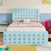Hochbett mit Kreativem Block Design, Schubladen + Unterm Bett Stauraum,Blau,90*200cm,mit Matratze Bild 4