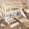 Etagenbett mit Rutsche, Hausbett-Design, 272 x 206 x 221 cm, Weiß, ohne Matratze Bild 2
