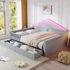 Merax Kinderbett 140×200 cm, Einzelbett, Jugendbett, mit Lichtleiste, Schubladen, Lattenrost, Grau Bild 2