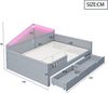 Merax Kinderbett 140×200 cm, Einzelbett, Jugendbett, mit Lichtleiste, Schubladen, Lattenrost, Grau Bild 4