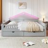 Merax Kinderbett 140×200 cm, Einzelbett, Jugendbett, mit Lichtleiste, Schubladen, Lattenrost, Grau Bild 5