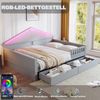 Merax Kinderbett 140×200 cm, Einzelbett, Jugendbett, mit Lichtleiste, Schubladen, Lattenrost, Grau Bild 3