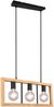LED Balken Pendelleuchte 3 flammig Schwarz mit Holzbalken, Breite 60cm Bild 2