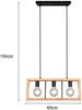 LED Balken Pendelleuchte 3 flammig Schwarz mit Holzbalken, Breite 60cm Bild 4
