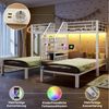 Flieks Etagenbett, Dreierbett Metall Kinderbett 90x200cm mit Schreibtisch & Ladefunktion Bild 3