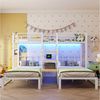 Flieks Etagenbett, Dreierbett Metall Kinderbett 90x200cm mit Schreibtisch & Ladefunktion Bild 2