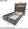 Polsterbett, Leinenoptik mit LED, Stauraum & USB-Anschluss, 90x200 cm, Grau, mit Matratze Bild 4