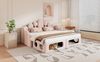 Merax Doppelbett, Polsterbett 180*200cm, Gepolstertes Schlafsofa mit Haustierbett, 2-in-1 multifunktionales , Polsterbett mit Weichem Samtstoff, Rosa Bild 3