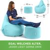 Green Bean® Sitzsack + Hocker, 2er Set, robust, waschbar, schmutzabweisend, Aquamarin, 90 x 80 x 70 cm Bild 3