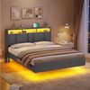 MSMASK Polsterbett Jugendbett mit LED Beleuchtung und Ladestation, Leichte Montage (Ohne Matratze), Schwebebett, Bettgestell 140 x 200cm Bild 4