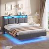 MSMASK Polsterbett Jugendbett mit LED Beleuchtung und Ladestation, Leichte Montage (Ohne Matratze), Schwebebett, Bettgestell 140 x 200cm Bild 3