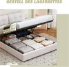 PXloue Stauraumbett Polsterbett mit Stauraum (Hochklappbares Bett 140x200 cm (Stimmungsvolles LED-Lichtband), Cremeweiß, mit stabilem Lattenrost & gepolstertem Kopfteil Bild 3