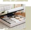 PXloue Stauraumbett Polsterbett mit Stauraum (Hochklappbares Bett 140x200 cm (Stimmungsvolles LED-Lichtband), Cremeweiß, mit stabilem Lattenrost & gepolstertem Kopfteil Bild 4