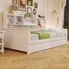 Merax Daybett (Sofabett Jugendbett Kinderbett Einzelbett aus Massivholz, 1 tlg), Tagesbett Schlafsofa 90×200cm mit 2 Schubladen, Regalen & Lattenrost Bild 2