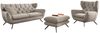 KAWOLA Sitzgruppe CHARME 3-Sitzer Sessel Hockerbank Cord steingrau 94 x 95 x 225 cm Bild 3
