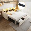 Merax Einzelbett Daybett 90/180 x190cm Ausziehbares Polsterbett Schlafsofa, Kopfteil mit integrierten Staufächern, LED-Lichtleiste und Ladesteckdosen, Mit 2 Schubladen, Samt Beige Bild 5