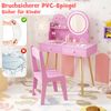 Schminktisch-Set für Kinder mit beleuchtetem Spiegel Kosmetiktisch und Stuhl-Set mit Prinzessinnen-Motiv Rosa Bild 3