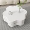 Couchtisch aus MDF mit 360° drehbarer Platte, 74,8x67,5x31 cm, Cremeweiß Bild 2