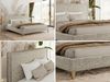 Design Polsterbett LUMARO CLASSIC 140 x 200 cm mit Lattenrost & 12cm hohen Füßen, Doppelbett mit Kopfteil, Konfigurierbar - Beige Strukture Bild 2