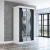 Schwebetürenschrank RIMA 2-türig Schrank 120 cm (mit Spiegel) Farbe: Weiß , schwarz Bild 2