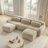 Ecksofa U-Form, großzügige Sitzfläche, Plüschstoff & 32D-Schaum, hellkhaki,291*179*73 cm Bild 2