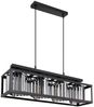 Hängeleuchte Metall schwarz, Glaskristalle rauch H 120 cm Bild 1