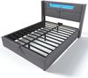 Polsterbett 140×200 cm aus Leinen-Stoff mit LED-Beleuchtung,USB Typ C Ladefunktion & Matratze, grau Bild 5