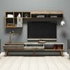 Dmora Wohnzimmermöbel Ostro, Modulares Wohnzimmerset, Mehrzweck-Wohnzimmermöbel, Moderner TV-Schrank, 180x35h40 cm, Nussbaum und Weißer Marmor Bild 4
