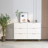 FUROKOY Nachttisch Kommode mit 6 Schubladen,Nachtkommode mit Rautenmuster (Anrichte für Schlafzimmer,Wohnzimmer(100x34x72.5cm),Weiß Gold), Sideboard, 100 cm breit, Beistelltisch mit Metallgriffen & Metallfüßen Bild 5