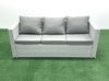 Fimous Rattan Gartenmöbel Essgarnitur 11 Sitzer Lounge Sofa Stuhl Esstisch Set mit 4 Hockern Hellgrau gemischt Bild 4