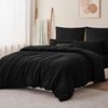 Bettwäsche Set 200x200 Schwarz Mikrofaser Reißverschluss 3teilig Bild 2