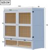 Novelux Vertikales Schrankbett 140x200 cm mit Stauraumschubladen & Lattenrost – Massives Kiefernholz Grau, Platzsparendes Wandklappbett im Rattan-Design Bild 3