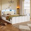 Holzbett mit RGB LED-Streifen, Stauraum, Lattenrost, Kopfteil mit Polsterung, Regal, USB, Type-C, 140x200cm, Doppelbett, Stauraumbett, Jugendbett Bild 4