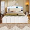 Holzbett mit RGB LED-Streifen, Stauraum, Lattenrost, Kopfteil mit Polsterung, Regal, USB, Type-C, 140x200cm, Doppelbett, Stauraumbett, Jugendbett Bild 3