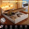 Holzbett mit RGB LED-Streifen, Stauraum, Lattenrost, Kopfteil mit Polsterung, Regal, USB, Type-C, 140x200cm, Doppelbett, Stauraumbett, Jugendbett Bild 5