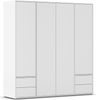 rauch Kleiderschrank Nabila, Drehtürenschrank, Garderobenschrank, 4-türig, 4 Schubkästen, mit 1 Kleiderstange und 5 Einlegeböden, Farbe Weiß, mit Push-to-Open Funktion, 187x194x53cm Bild 3