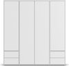 rauch Kleiderschrank Nabila, Drehtürenschrank, Garderobenschrank, 4-türig, 4 Schubkästen, mit 1 Kleiderstange und 5 Einlegeböden, Farbe Weiß, mit Push-to-Open Funktion, 187x194x53cm Bild 2