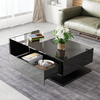 Couchtisch mit Glasplatte, LED-Beleuchtung & Ablagefach, 105x55x32,5 cm, Schwarz Hochglanz Bild 4