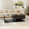 Couchtisch mit Glasplatte, LED-Beleuchtung & Ablagefach, 105x55x32,5 cm, Schwarz Hochglanz Bild 3