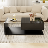 Couchtisch mit Glasplatte, LED-Beleuchtung & Ablagefach, 105x55x32,5 cm, Schwarz Hochglanz Bild 2